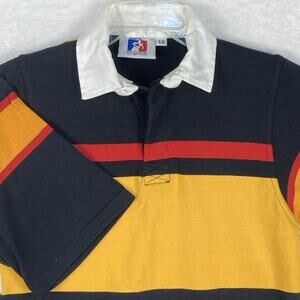 VTG Godek Rugby Youth LB Yellow Black Red Striped South Africa Polo Shirt Preppy